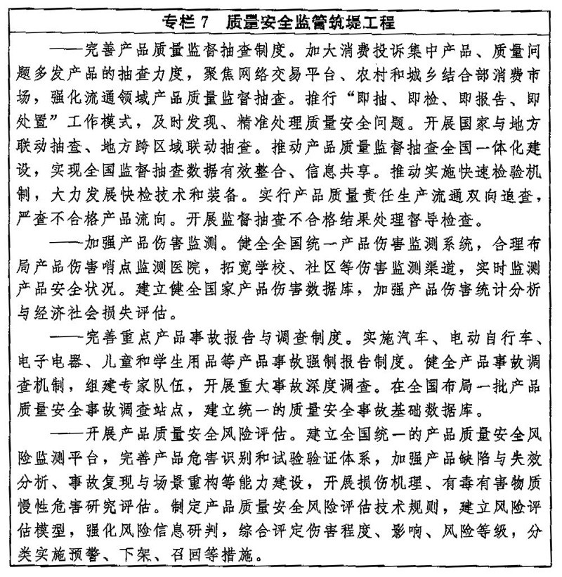 中共中央 國務(wù)院印發(fā)《質(zhì)量強(qiáng)國建設(shè)綱要》(專欄7)新華社發(fā)
